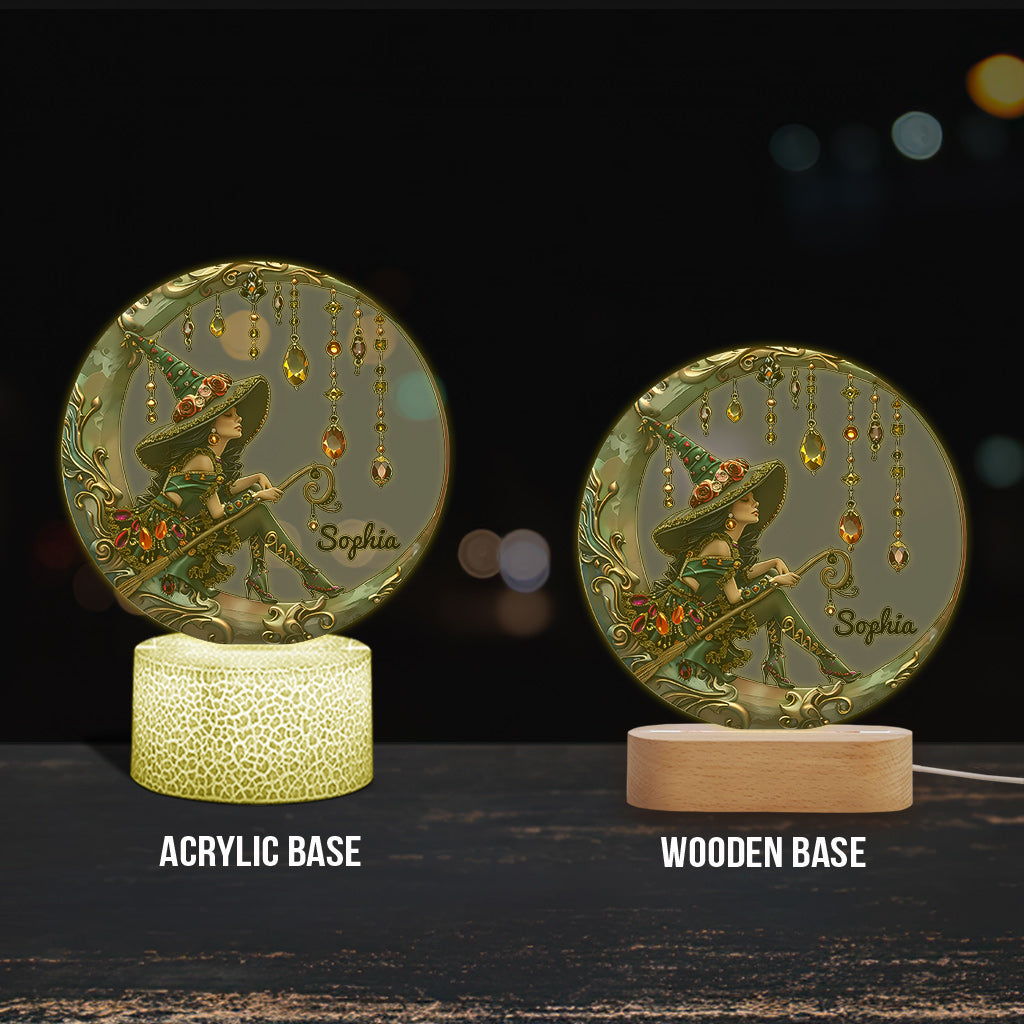 Wunderschöne Hexe – Personalisierte, hexenförmige Leuchtplatte