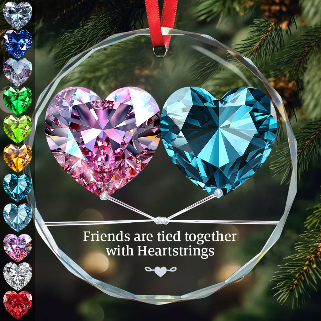 Freundschaften sind durch Herzen verbunden – Personalisierte runde Glasfigur „Beste Freundin“