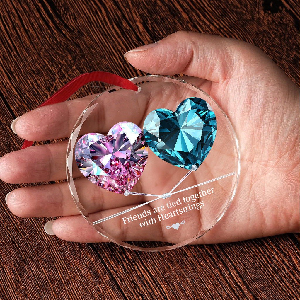 Freundschaften sind durch Herzen verbunden – Personalisierte runde Glasfigur „Beste Freundin“