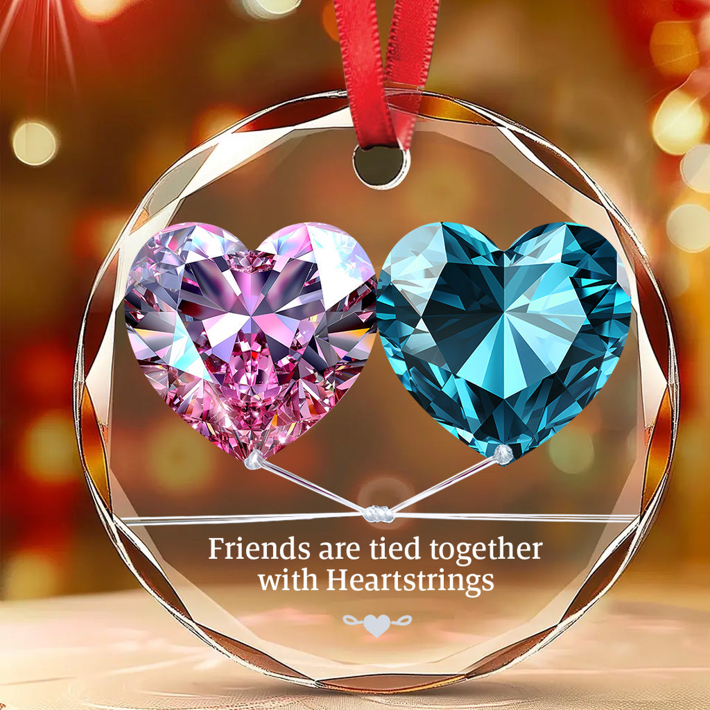 Freundschaften sind durch Herzen verbunden – Personalisierte runde Glasfigur „Beste Freundin“
