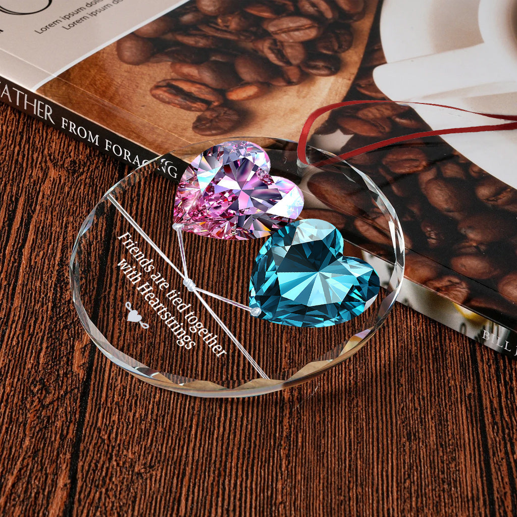 Freundschaften sind durch Herzen verbunden – Personalisierte runde Glasfigur „Beste Freundin“