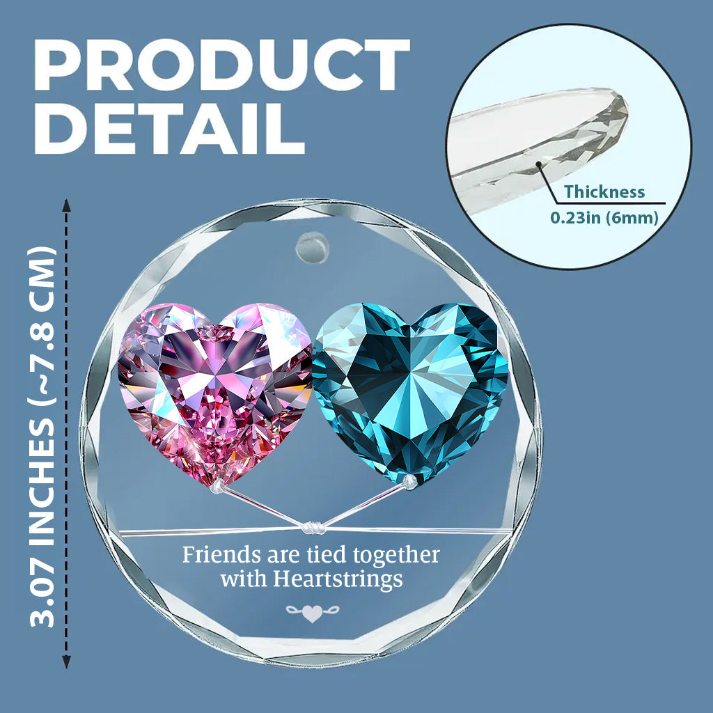 Freundschaften sind durch Herzen verbunden – Personalisierte runde Glasfigur „Beste Freundin“