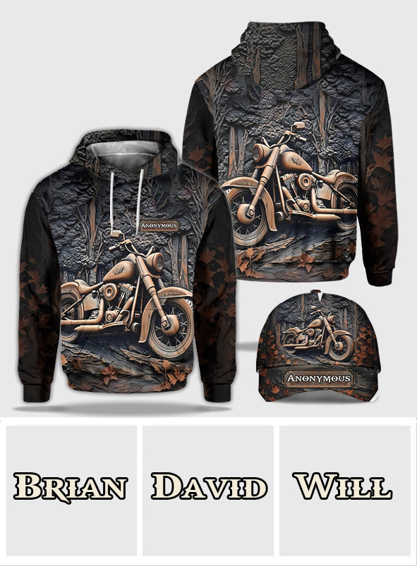 Zeit zum Radfahren – Personalisierter Biker-Hoodie mit Allover-Print & Klassische Kappe