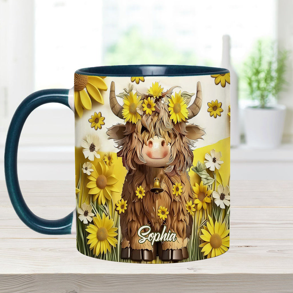 Niedliche Hochlandkuh - Personalisierte Tasse