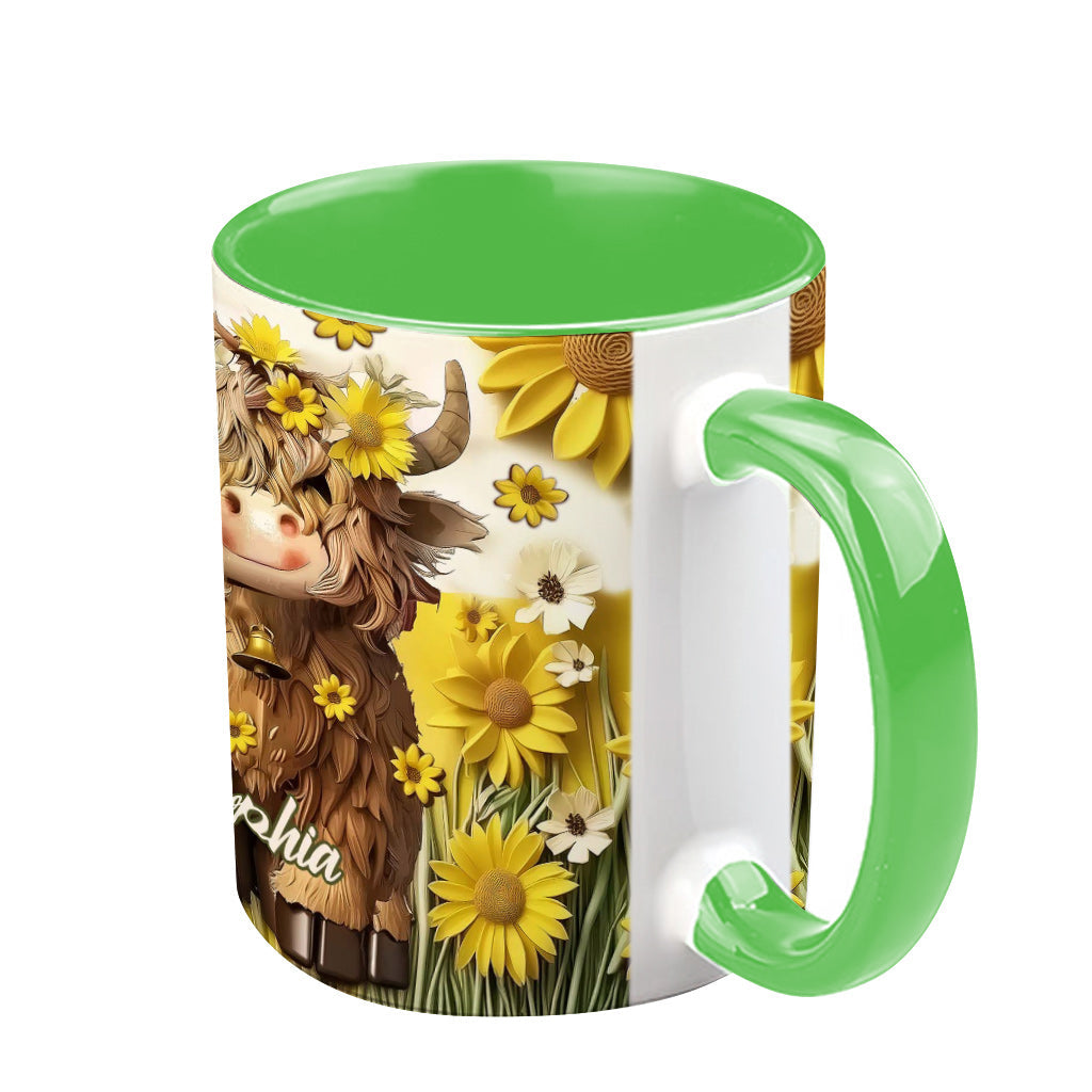 Niedliche Hochlandkuh - Personalisierte Tasse