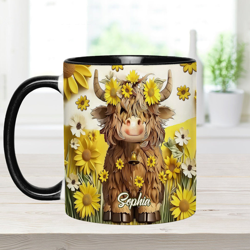 Niedliche Hochlandkuh - Personalisierte Tasse