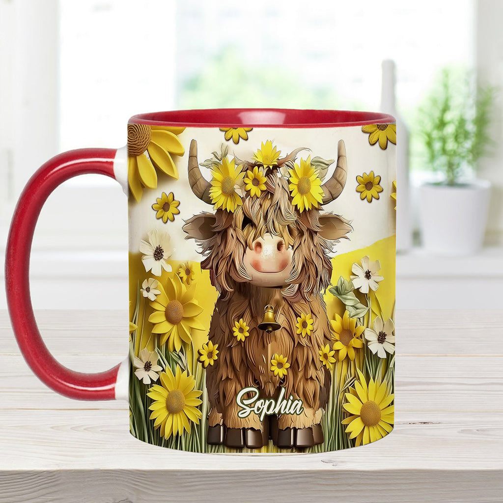Niedliche Hochlandkuh - Personalisierte Tasse