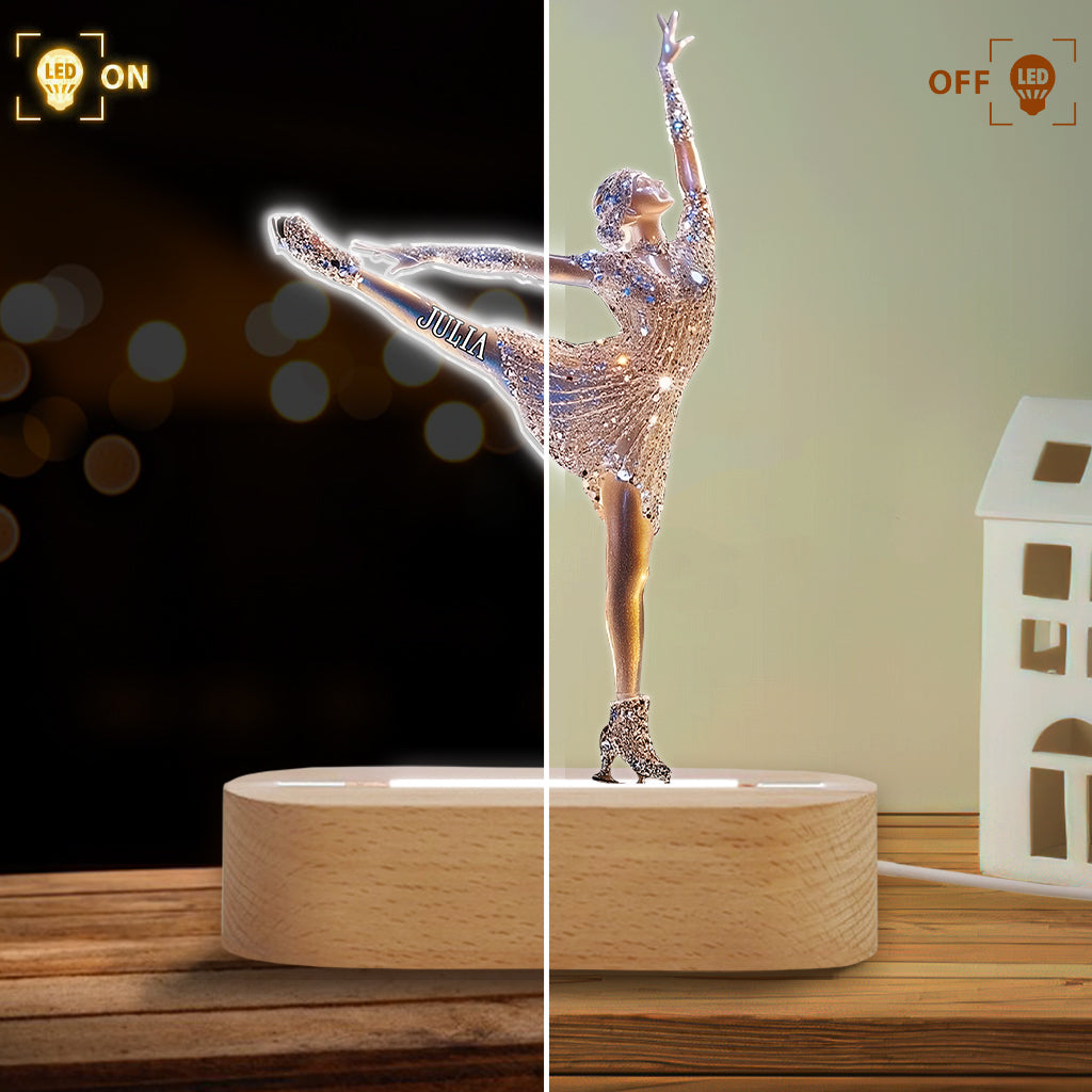 Funkelnder Eiskunstläufer – Personalisierte, eiskunstlaufförmige Plakettenleuchte