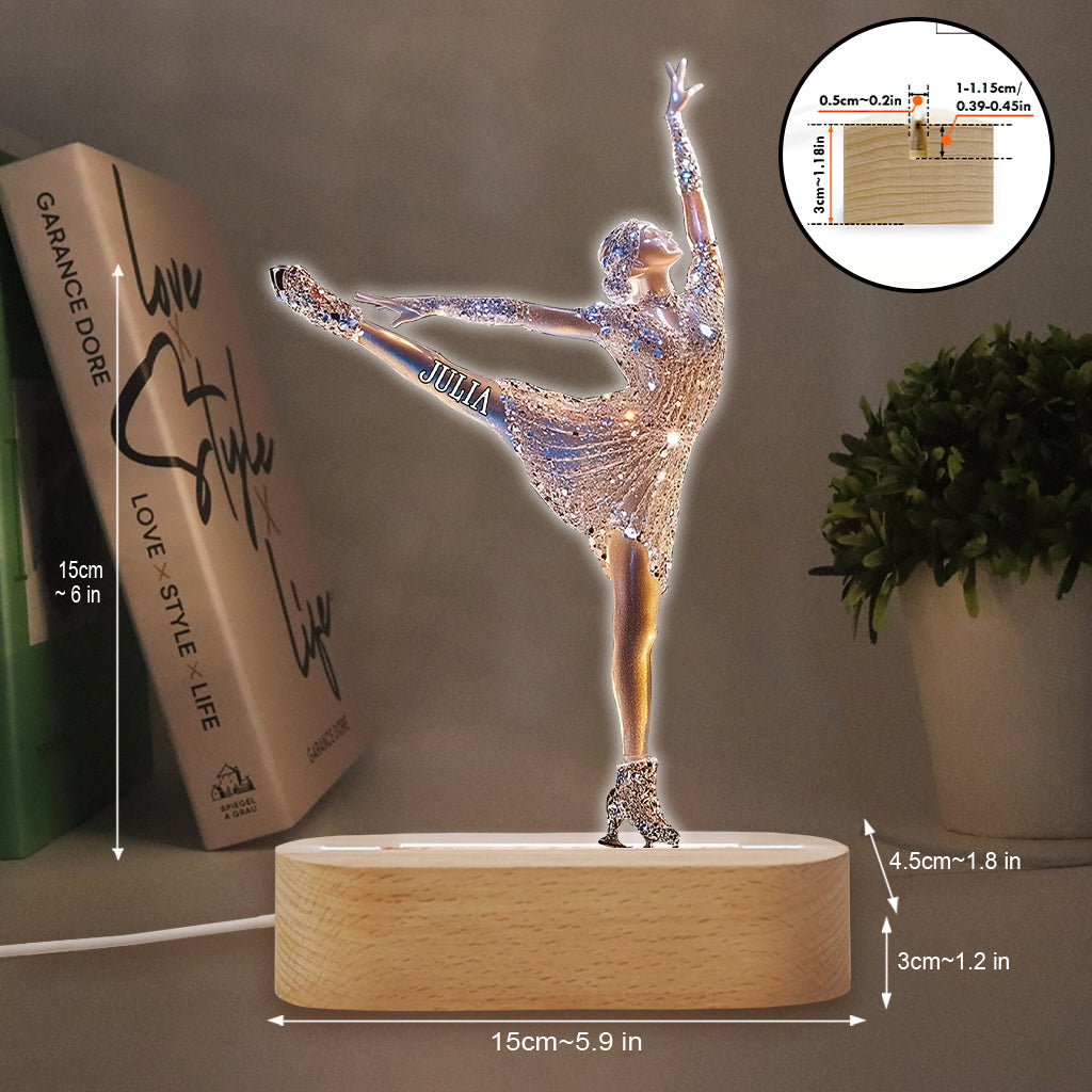 Funkelnder Eiskunstläufer – Personalisierte, eiskunstlaufförmige Plakettenleuchte