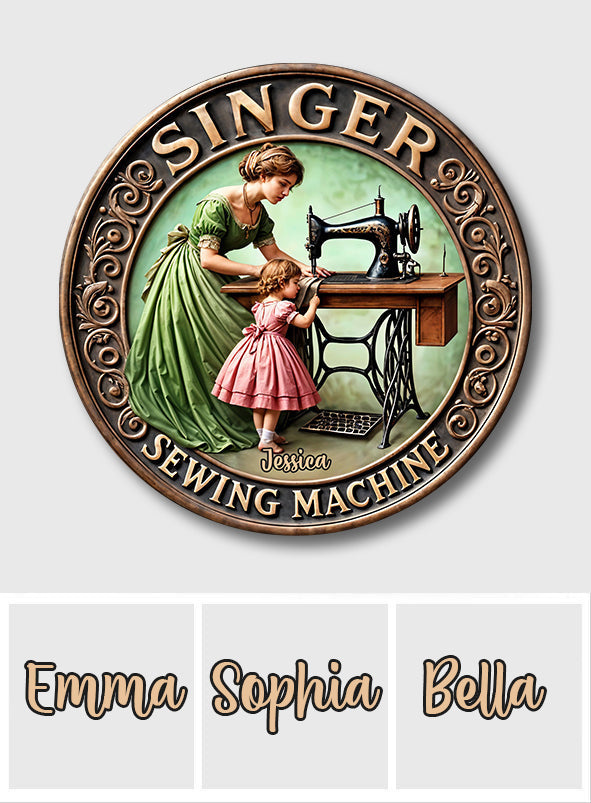 Singer Sewing Machine - Personalized Sewing Round Metal Sign