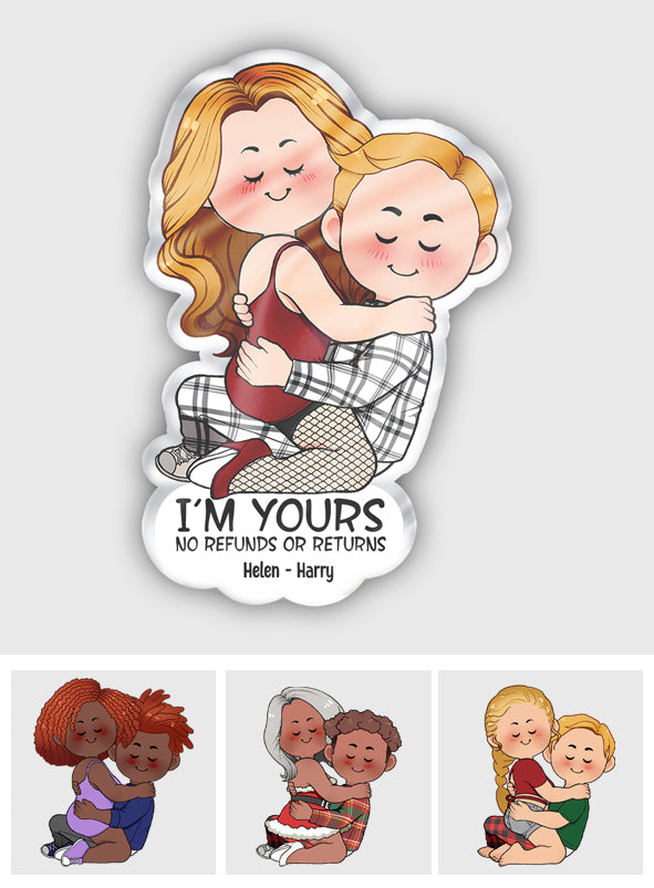 Ich gehöre dir – Keine Rückgabe oder Erstattung – Personalisiertes Kissen in Pärchenform