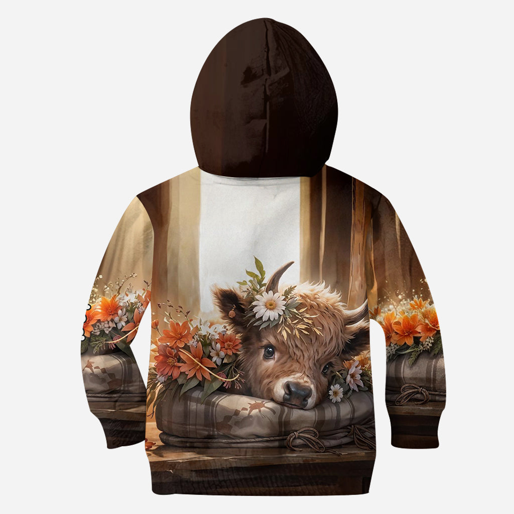 Einfach ein Mädchen, das Hochlandrinder liebt – Personalisierter Hoodie und Leggings mit Hochlandrind-Motiv