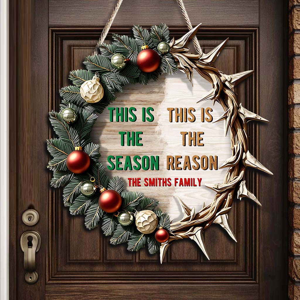 Das ist der Grund – Personalisiertes, individuell geformtes Holzschild für die Familie