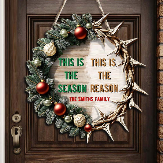 Das ist der Grund – Personalisiertes, individuell geformtes Holzschild für die Familie