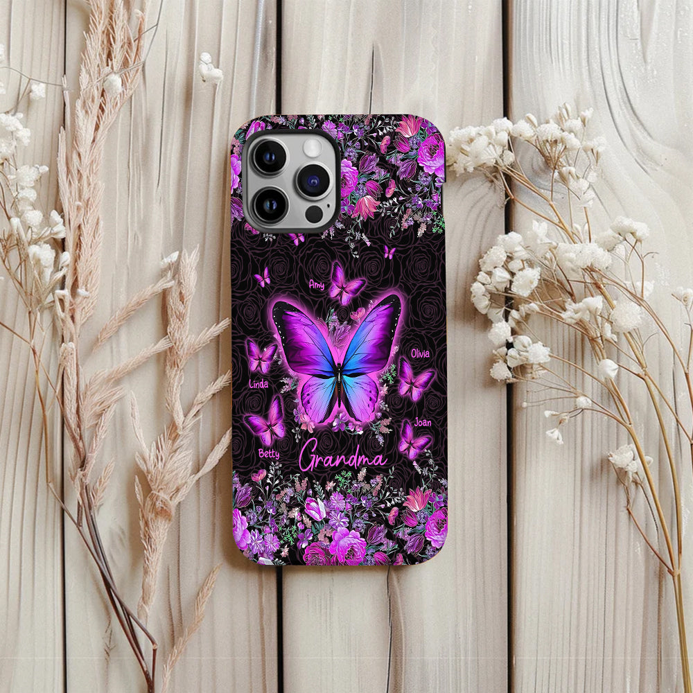 Grandma's Butterflies - Personalized Grandma Full Print Phone Case