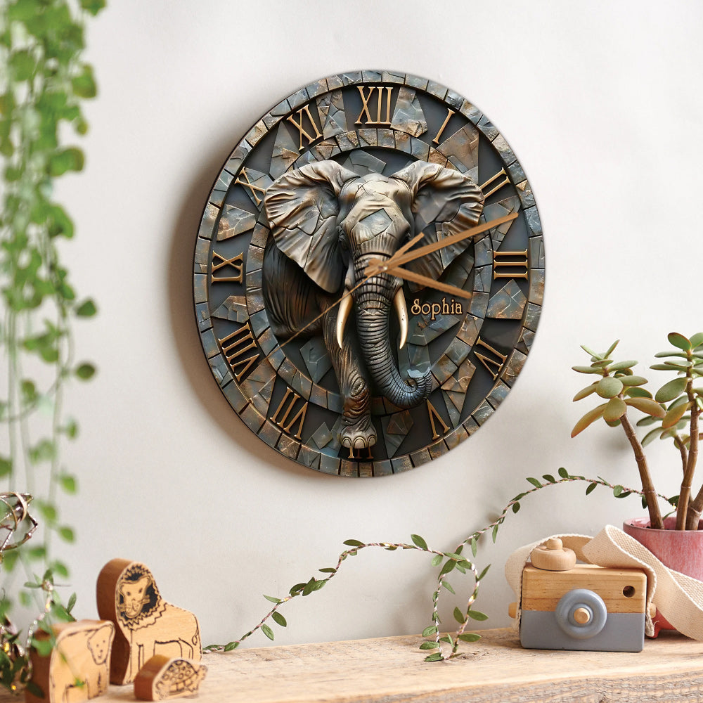 Atemberaubende personalisierte Elefanten-Wanduhr von Eleplant