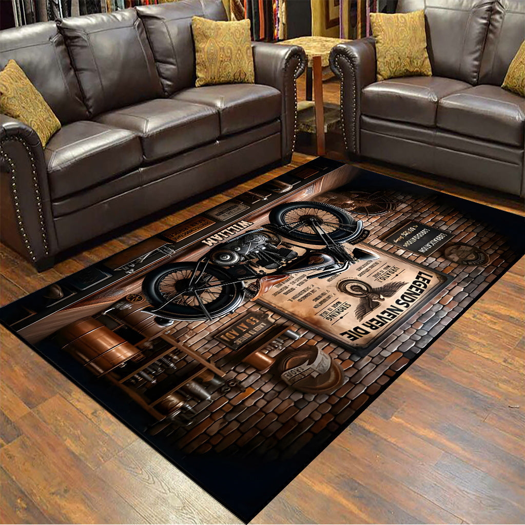 Legens Never Die – Personalisierter Biker-Teppich