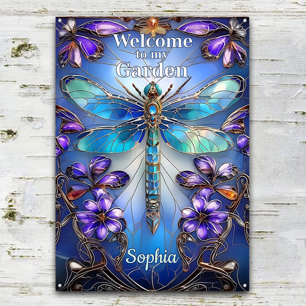 Willkommen in meinem Garten – Personalisiertes rechteckiges Metallschild für Gartenliebhaber