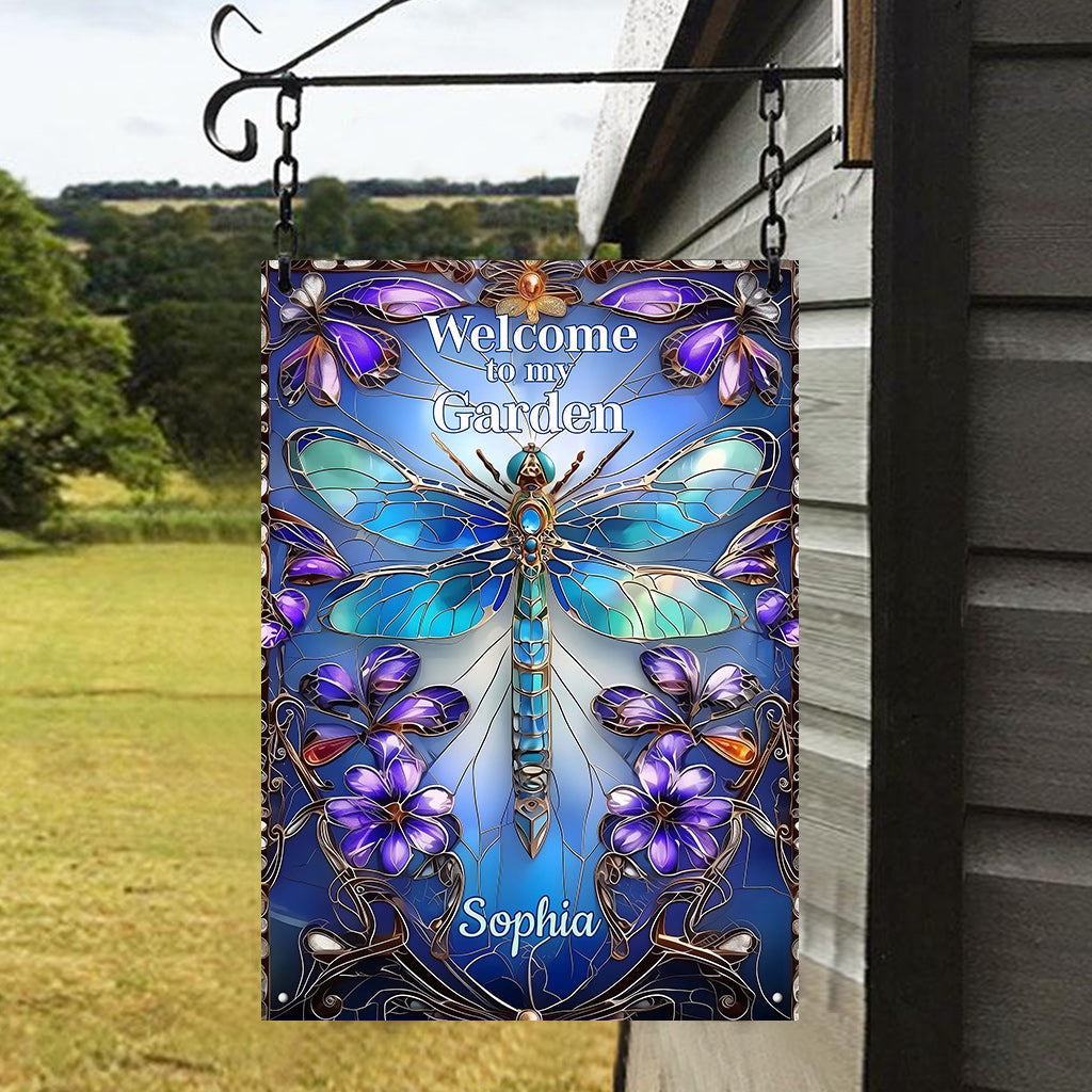 Willkommen in meinem Garten – Personalisiertes rechteckiges Metallschild für Gartenliebhaber
