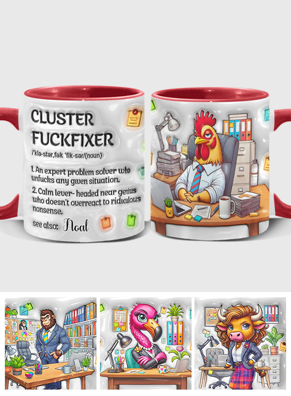 Cluster F*** Fixer - Personalisierte Tasse mit Kollege-Akzent