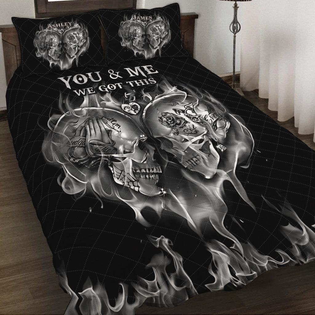 You & Me We Got This - Personalized Skull Quilt Set