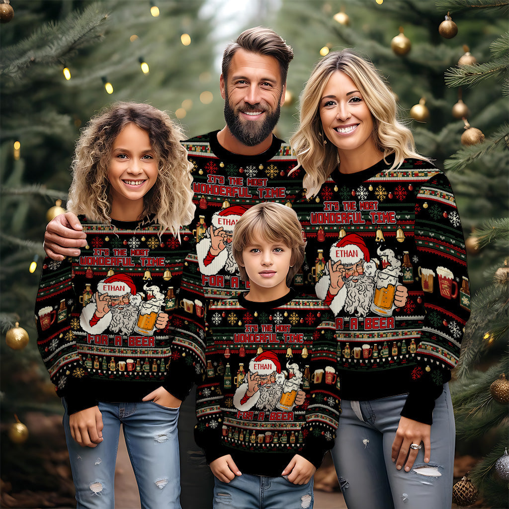 It's The Most Wonderful Time - Personalized Beer Ugly Sweater