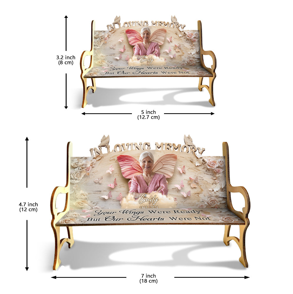 Deine Flügel waren bereit - Personalisierte Gedenkbank aus Holz