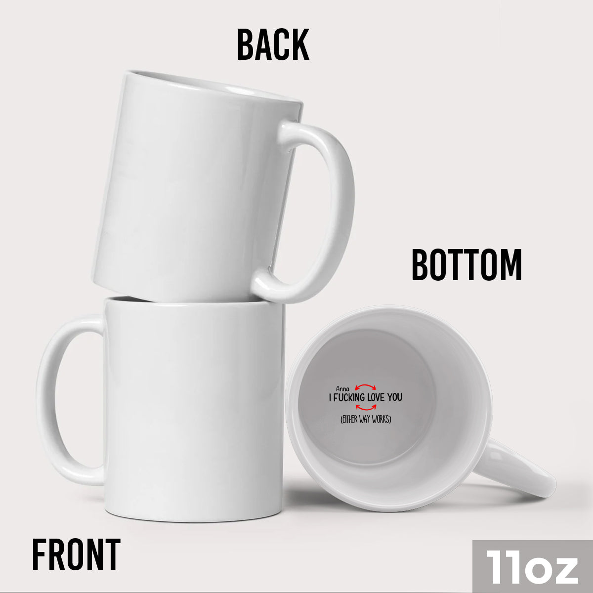 Ich liebe dich, egal wie es geht – Personalisierte Tasse mit versteckter Botschaft für Paare