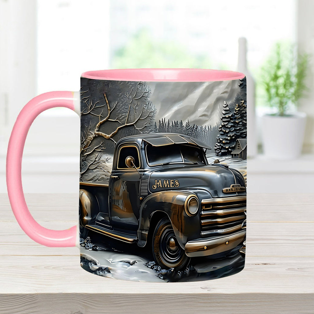 Never Underestimate An Old Man With A Truck - Personalized Trucker Accent Mug