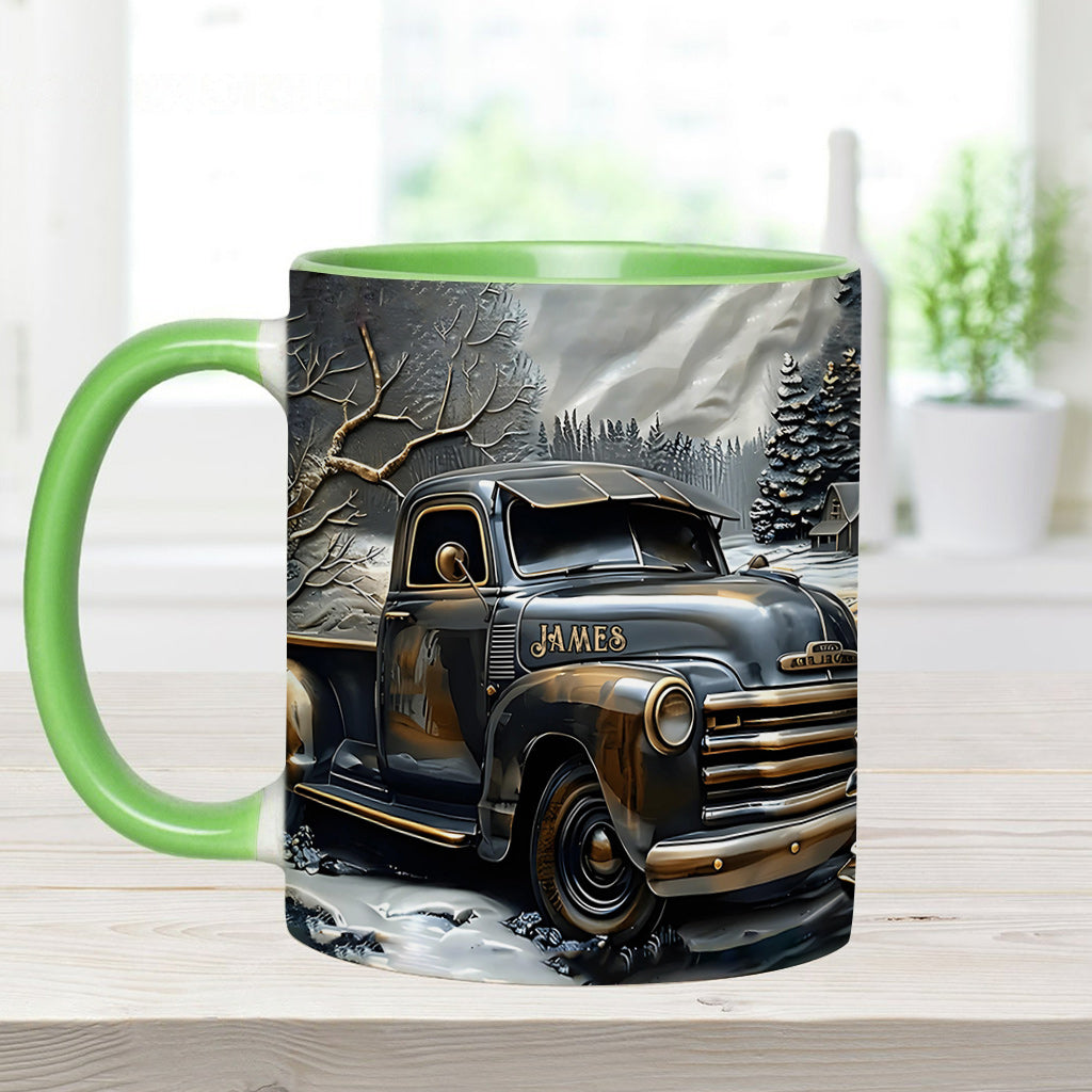 Never Underestimate An Old Man With A Truck - Personalized Trucker Accent Mug