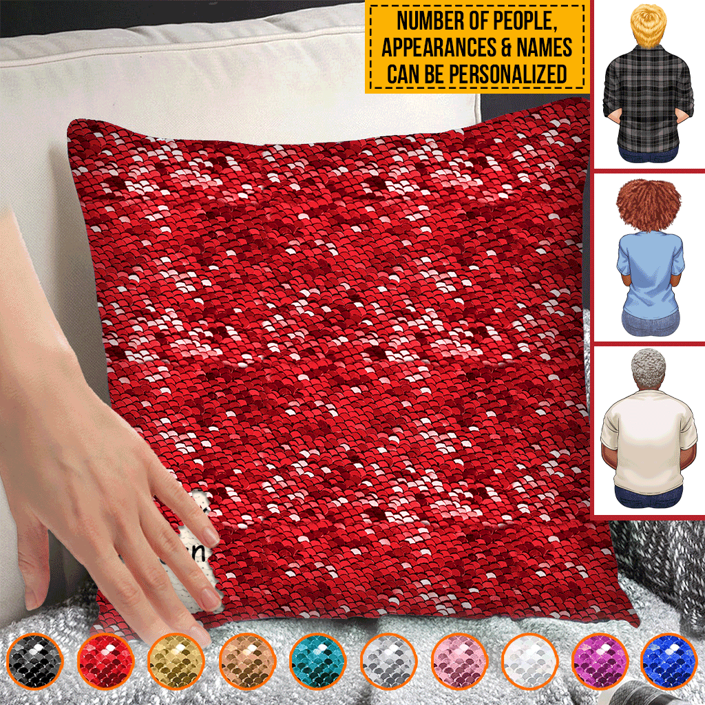 Mutter und Tochter, Sohn, Kinder – eine unzerbrechliche Bindung – Geschenk für Mama – personalisierter Pailletten-Kissenbezug 