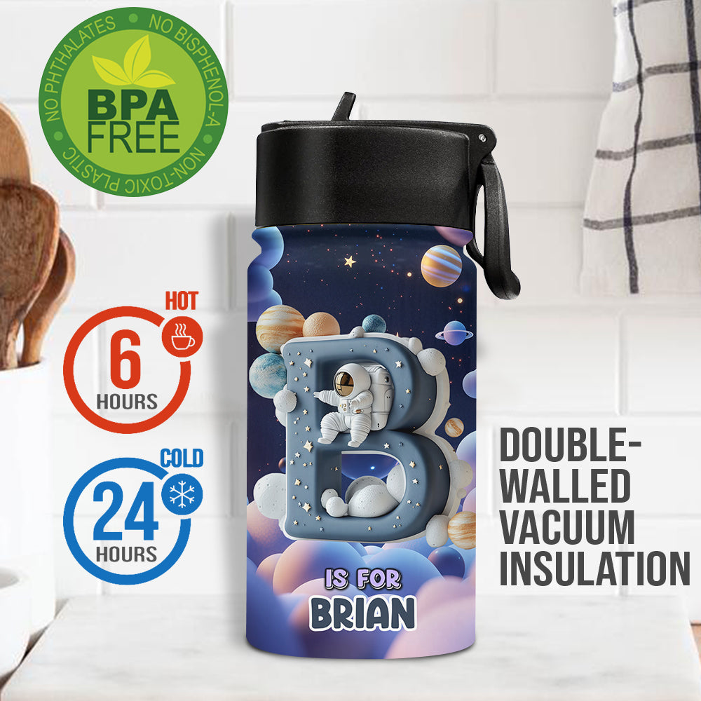 Cool Space Alphabet - Personalized Kid Kids Water Bottle