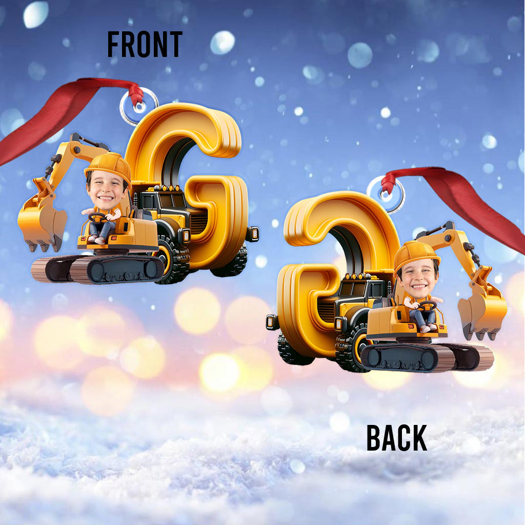 Baustellenfahrzeug-Buchstaben – personalisierter, individuell geformter Kinder-Weihnachtsbaumschmuck