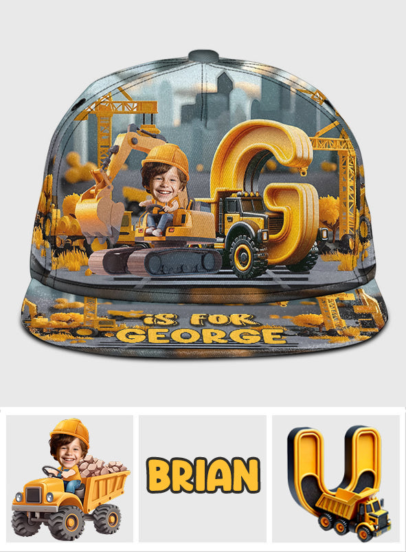Construction Vehicle Alphabet Letters - Personalized Kid Snapback