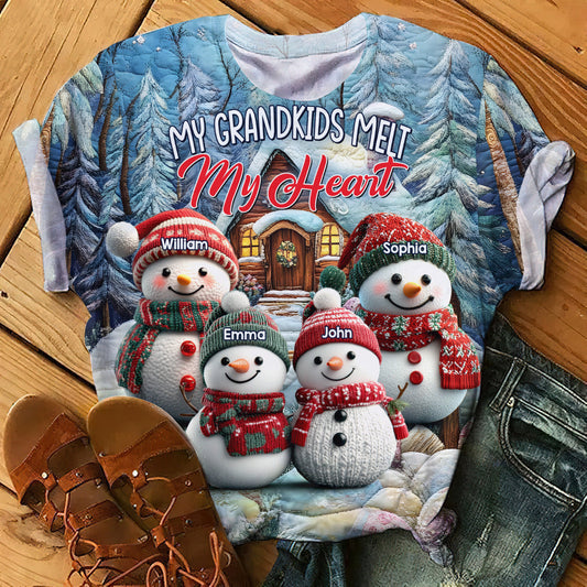 My Grandkids Melt My Heart - Personalized Grandma All Over Shirt