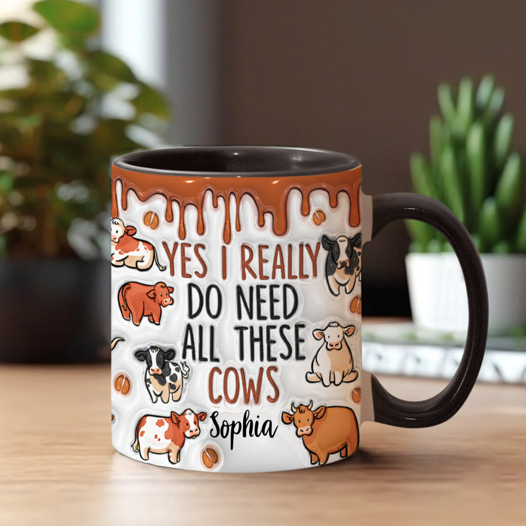Ja, ich brauche wirklich all diese Kühe – personalisierte Tasse mit Kuhmotiv