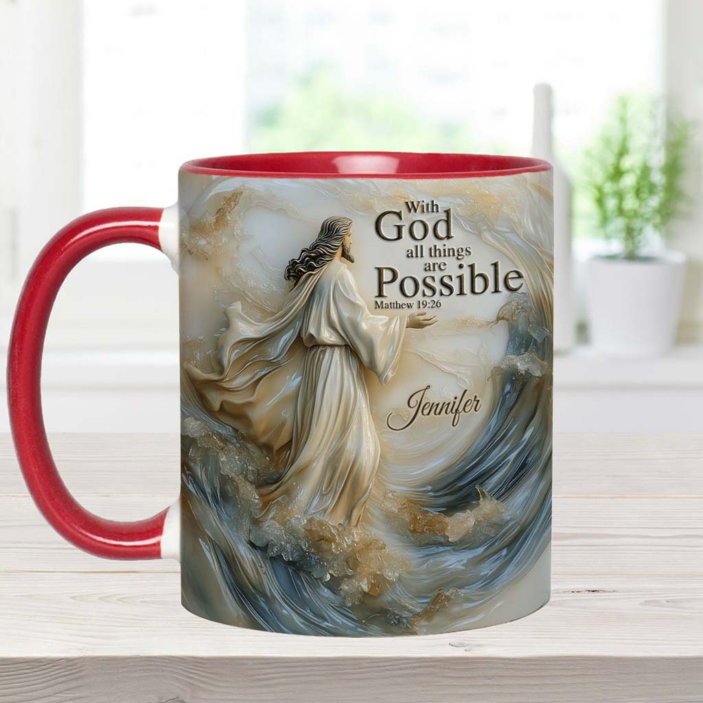 With God All Things Is Posible - Personalized Christian Accent Mug