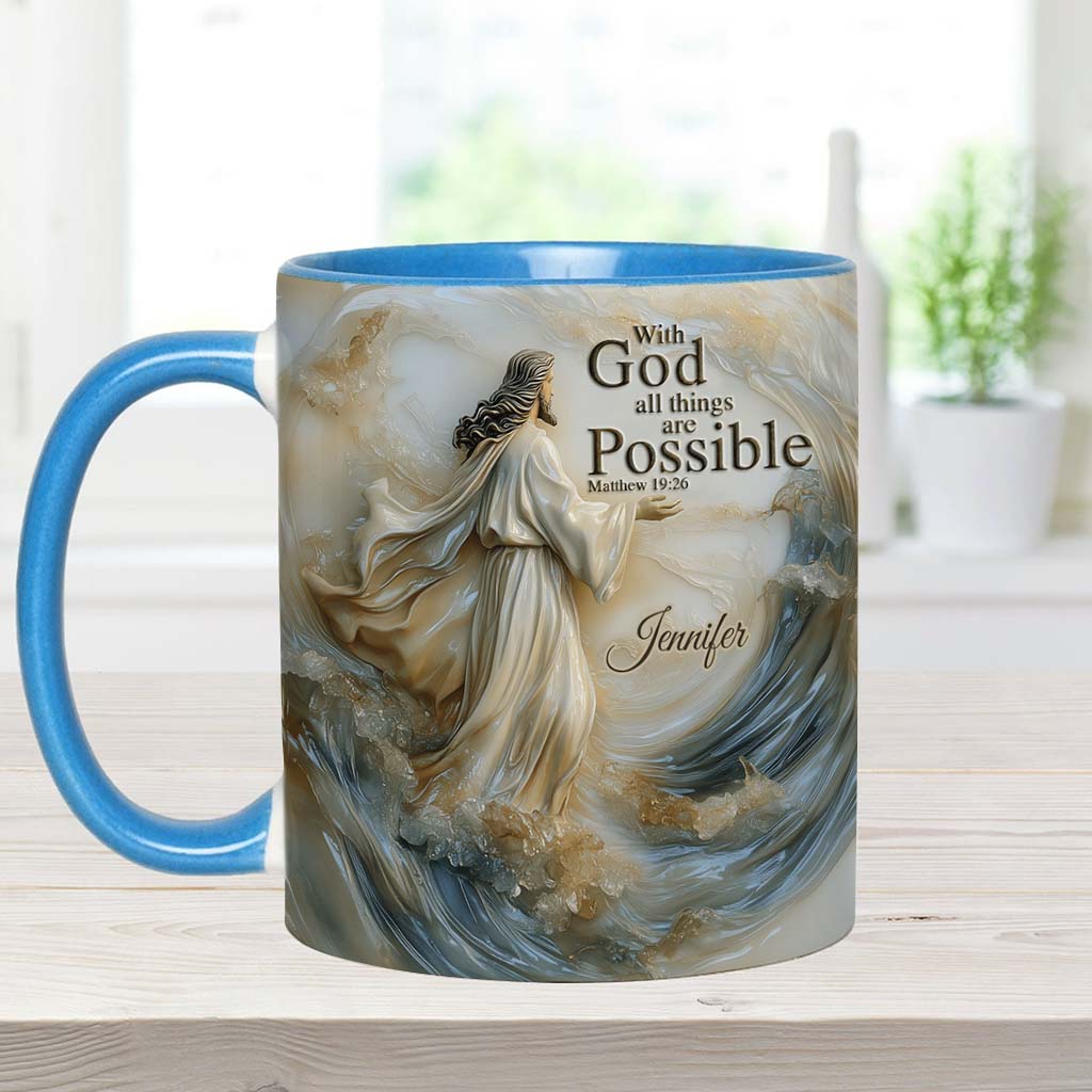With God All Things Is Posible - Personalized Christian Accent Mug
