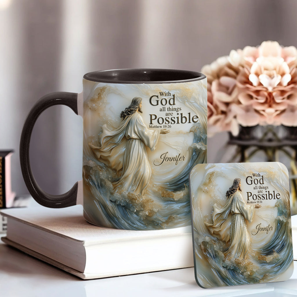 With God All Things Is Posible - Personalized Christian Accent Mug