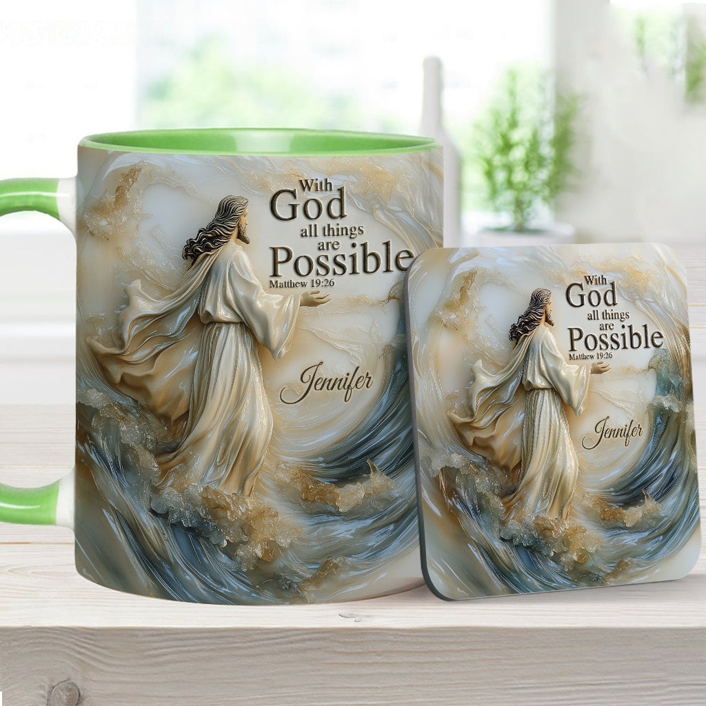 With God All Things Is Posible - Personalized Christian Accent Mug