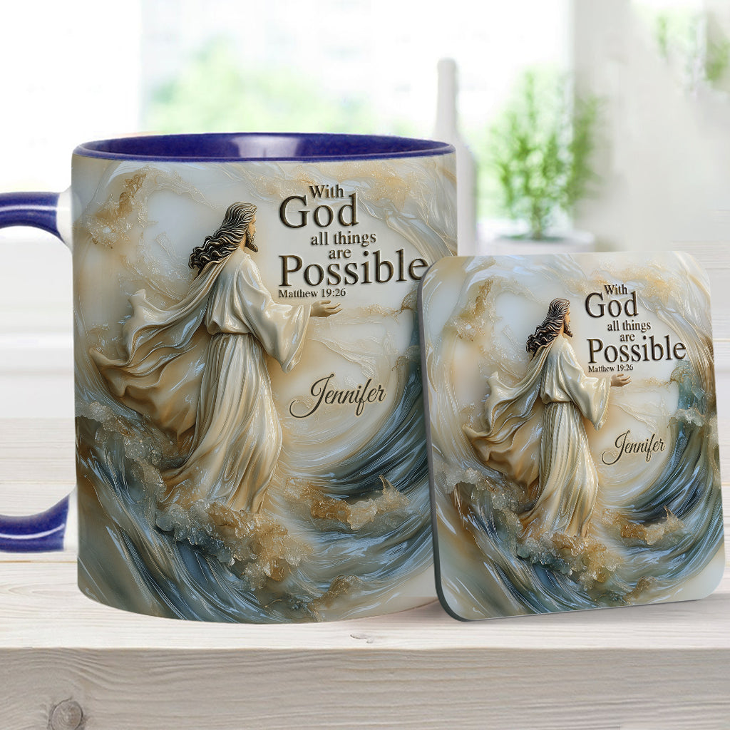 With God All Things Is Posible - Personalized Christian Accent Mug