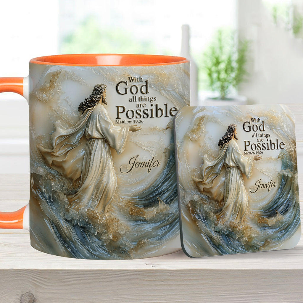 With God All Things Is Posible - Personalized Christian Accent Mug