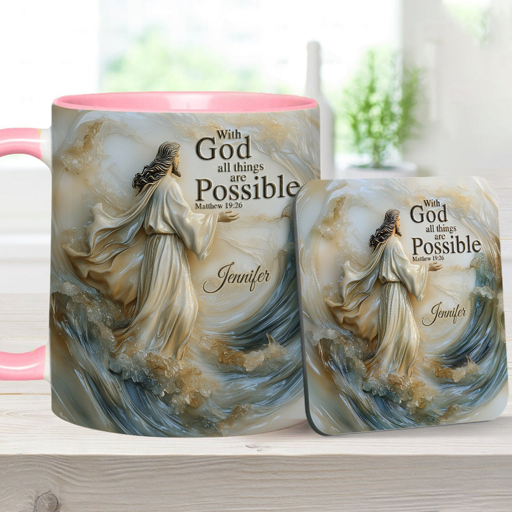 With God All Things Is Posible - Personalized Christian Accent Mug