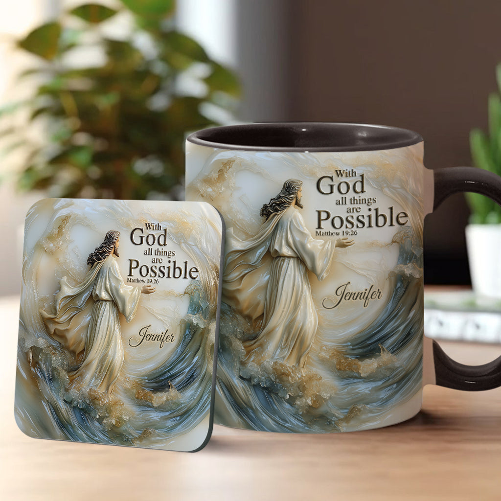 With God All Things Is Posible - Personalized Christian Accent Mug