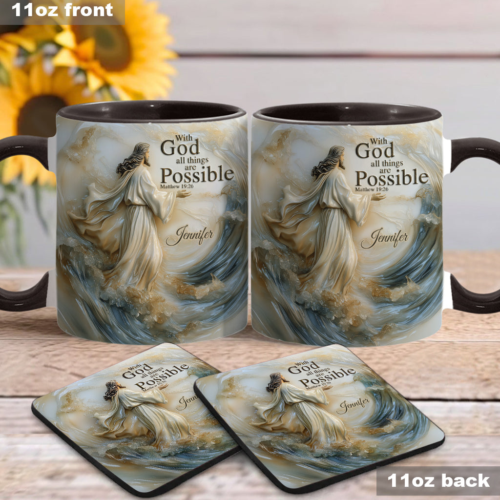 With God All Things Is Posible - Personalized Christian Accent Mug