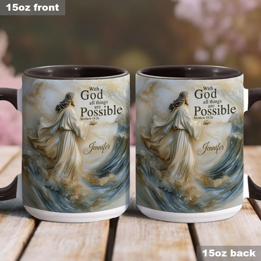 With God All Things Is Posible - Personalized Christian Accent Mug