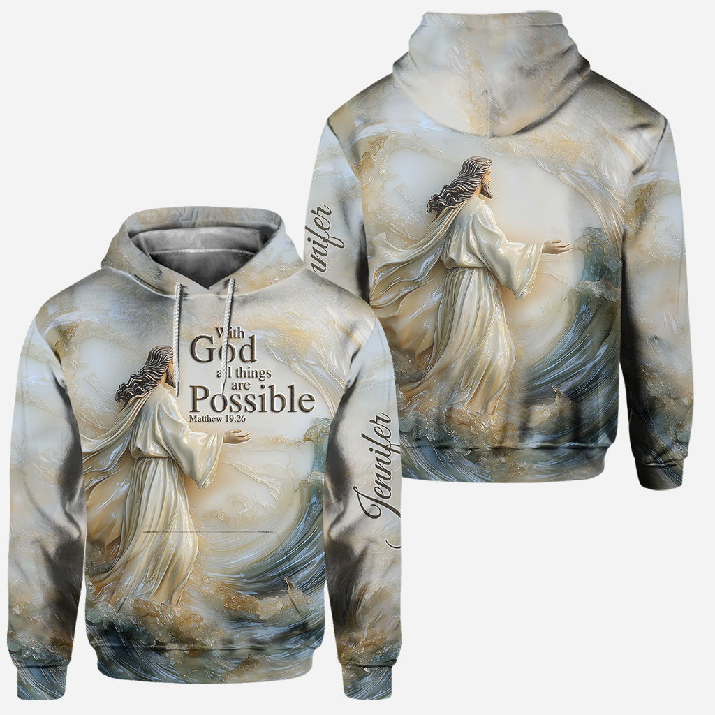 With God All Things Are Possible - Personalized Christian Hoodie and Leggings