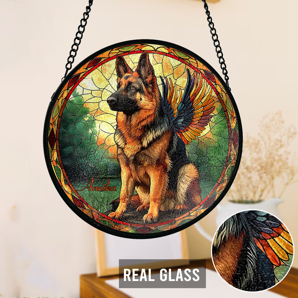 Forever In My Heart - Personalized German Shepherd Dog Stained Glass Suncatcher