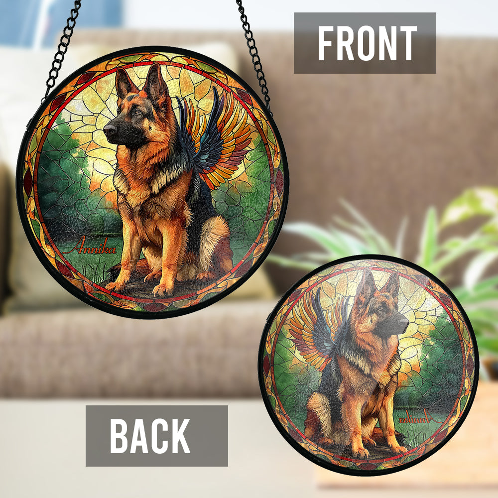 Forever In My Heart - Personalized German Shepherd Dog Stained Glass Suncatcher