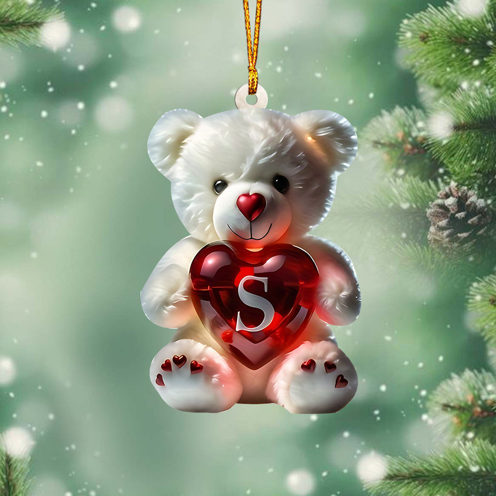 Cute Bear Letter - Personalized Kid Ornament